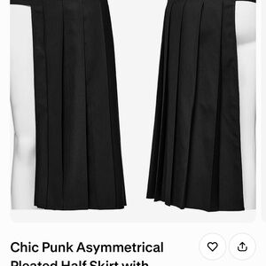 Chic Punk Asymmetrical Pleated Half Skirt - Black